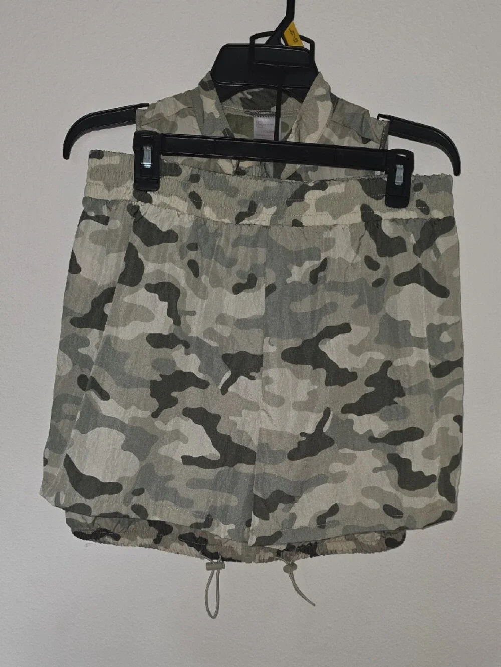 Kids Camo Drawstring Shorts - Olive Green